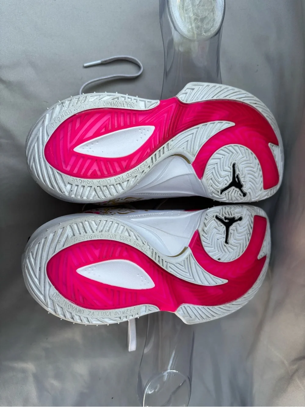 Jordan Men's White Sneakers with Pink Floral and Gold Accents